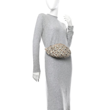 CHANEL Sequin Calfskin Sparkling City Waist Bag Fanny Pack Beige