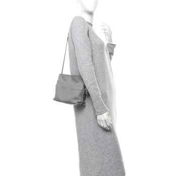 LOEWE Calfskin Mini Flamenco Knot Clutch Pearl Grey