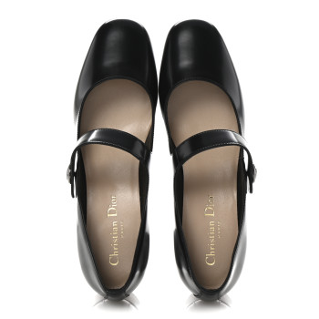 CHRISTIAN DIOR Brushed Calfskin Uniform 30mm Pumps 38 Black