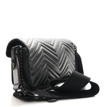 GUCCI Calfskin Matelasse Monochrome GG Marmont Crossbody Shoulder Bag Black
