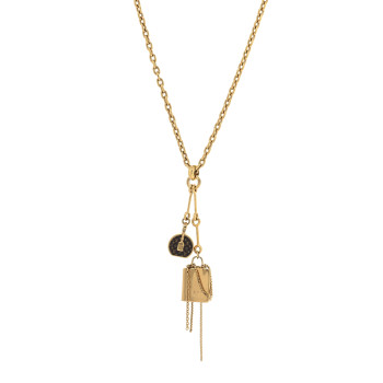 LOUIS VUITTON Metal Mini Boite Chapeau Pendant Necklace Gold
