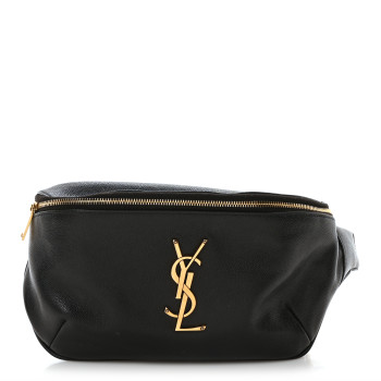 SAINT LAURENT Grain De Poudre Monogram Belt Bag Black