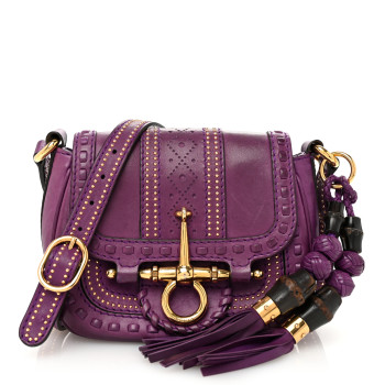 GUCCI Calfskin Small Snaffle Bit Shoulder Bag Purple