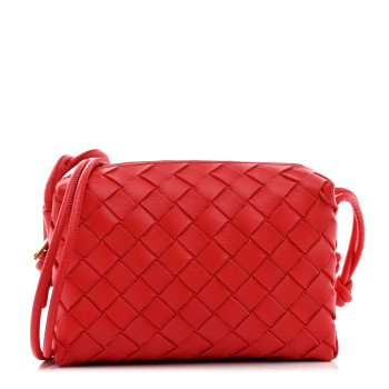 BOTTEGA VENETA Nappa Intrecciato Mini Loop Camera Bag Apple Candy