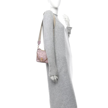 VERSACE Calfskin Canvas Allover La Medusa Shoulder Bag Pink