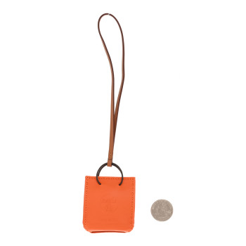 HERMES Milo Lambskin Swift Shopping Bag Charm Feu Gold