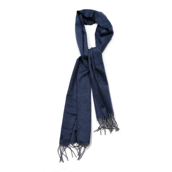LOUIS VUITTON Cashmere LV Fringe Scarf Blue