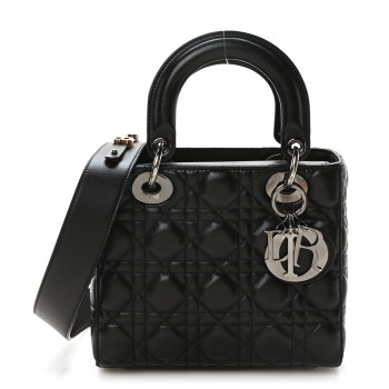 CHRISTIAN DIOR Lambskin Cannage Small My ABCDior Lady Dior Black