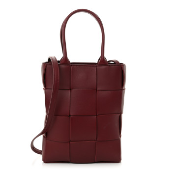 BOTTEGA VENETA Lambskin Maxi Intrecciato North South Cassette Tote Barolo