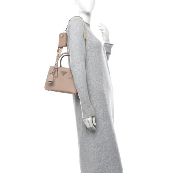 PRADA Saffiano Lux Micro Galleria Shoulder Bag Cammeo
