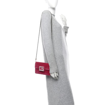 GUCCI Velvet Crystal Square G Shoulder Bag Light Raspberry Rose
