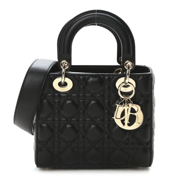 CHRISTIAN DIOR Lambskin Cannage Small My ABCDior Lady Dior Black