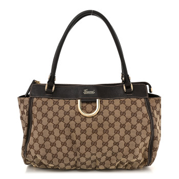 GUCCI Monogram D Gold Tote Dark Brown