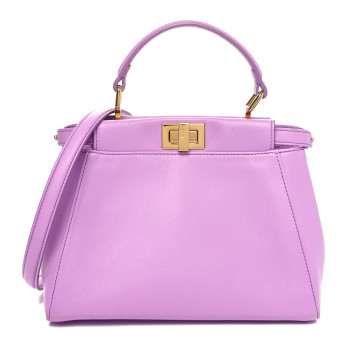 FENDI Nappa Stacked Bar Mini Peekaboo Iconic Satchel Violetta