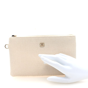 CHANEL Mixed Fibers Chanel 22 Removable Pouch White