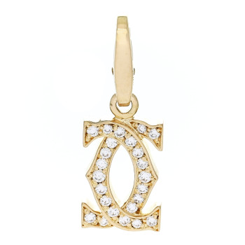CARTIER 18K Yellow Gold Diamond Logo Charm