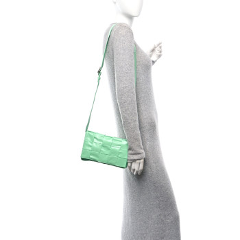 BOTTEGA VENETA Paper Calfskin Maxi Intreccio Small Cassette Crossbody Bag Pistachio