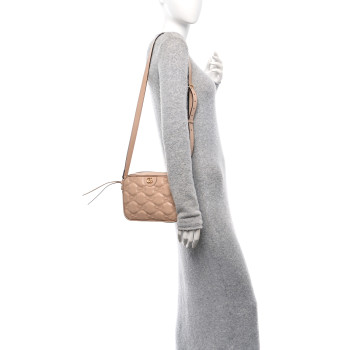 GUCCI Calfskin GG Matelasse Small Shoulder Bag Pink Sand Natural
