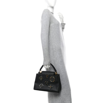 LOUIS VUITTON Taurillon Metallic Flowers Capucines PM Black
