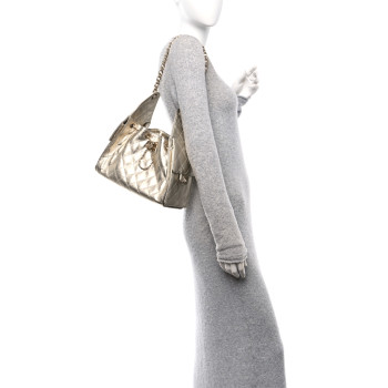 CHANEL Metallic Caviar Quilted Small Chanel 25 Handbag Gold