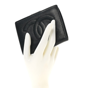 CHANEL Caviar Timeless CC Compact French Wallet Black