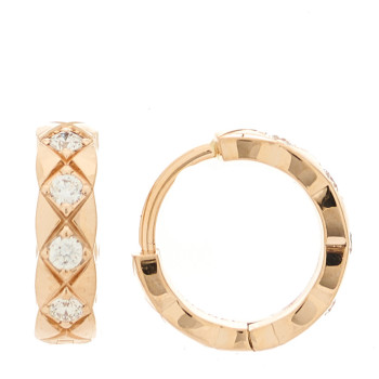 CHANEL 18K Beige Gold Diamond Coco Crush Ear Cuff Earrings
