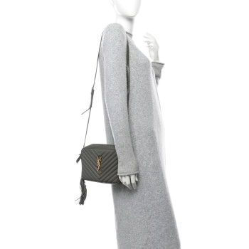 SAINT LAURENT Calfskin Matelasse Monogram Lou Camera Bag Fog