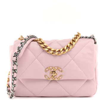 CHANEL Lambskin Quilted Medium Chanel 19 Flap Light Pink
