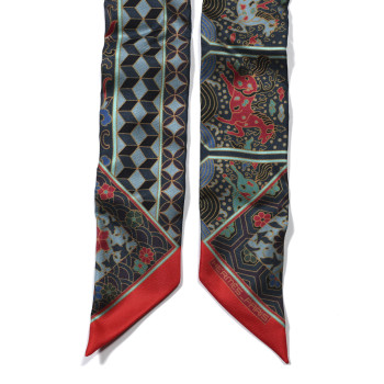 HERMES Silk Collections Imperiales Twilly Rouge Turquoise Ardoise