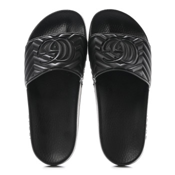GUCCI Rubber Matelasse Interlocking G Mens Slide Sandals 7 Black