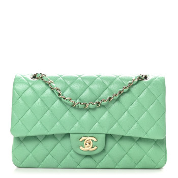 CHANEL Caviar Quilted Medium Double Flap Green