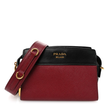 PRADA Saffiano Soft Calfskin Bandoliera Bag Fuoco Black