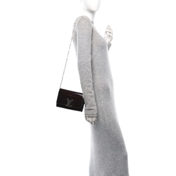 LOUIS VUITTON Patent Louise PM Chain Clutch Amarante