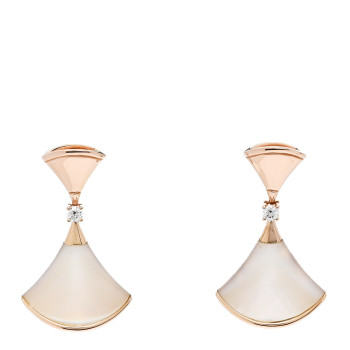 BULGARI 18K Rose Gold Diamond Mother of Pearl Divas' Dream Earrings