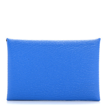 HERMES Chevre Mysore Calvi Card Case Bleu Hydra