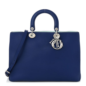CHRISTIAN DIOR Smooth Calfskin Large Diorissimo Bag Navy Blue