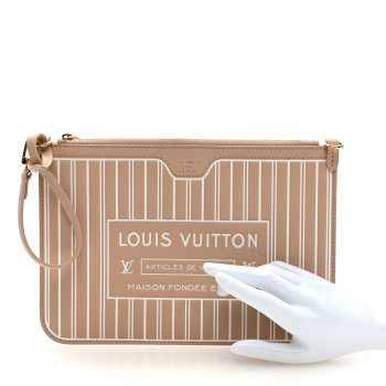 LOUIS VUITTON Calfskin Neverfull Inside Out MM Pochette Dune Hazelnut