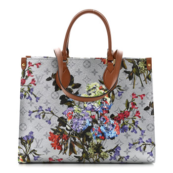 LOUIS VUITTON Metallic Monogram LV Garden OnTheGo MM Silver