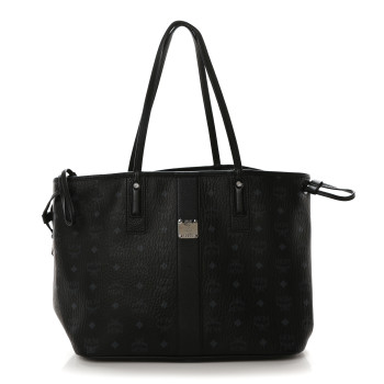 MCM Visetos Medium Liz Reversible Shopper Tote Black