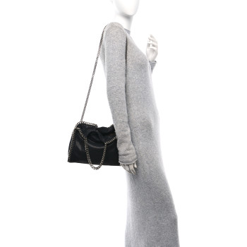 STELLA MCCARTNEY Shaggy Deer Mini Falabella Tote Black