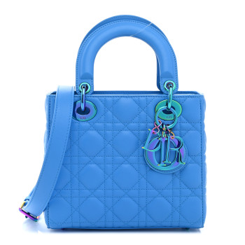 CHRISTIAN DIOR Lambskin Cannage Small Lady Dior Bright Blue