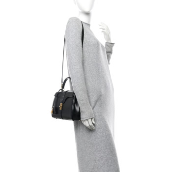 CELINE Satinated Calfskin Small 16 Top Handle Bag Black