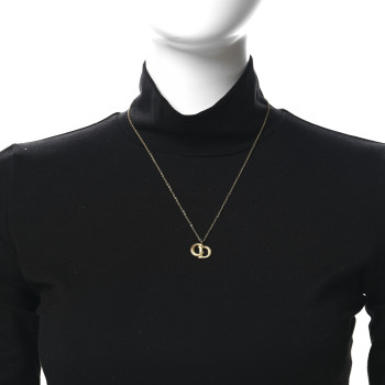 CHRISTIAN DIOR Metal CD Logo Pendant Necklace Gold