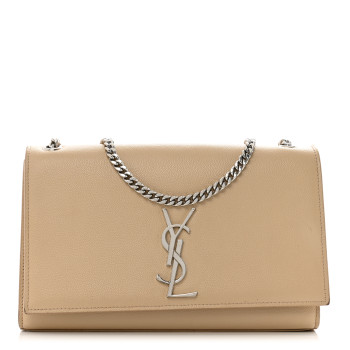 SAINT LAURENT Grain De Poudre Medium Classic Monogram Kate Satchel Sable Beige