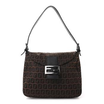 FENDI Zucchino Vitello Mama Baguette Black Moro