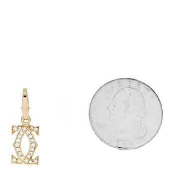 CARTIER 18K Yellow Gold Diamond Logo Charm