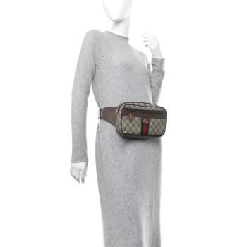 GUCCI Soft GG Supreme Monogram Medium Ophidia Belt Bag Dark Brown
