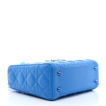 CHRISTIAN DIOR Lambskin Cannage Small Lady Dior Bright Blue