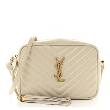 SAINT LAURENT Calfskin Matelasse Monogram Lou Camera Bag Crema Soft