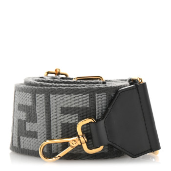 FENDI Jacquard Ribbon Vitello King FF Adjustable Strap You Fango Tortora